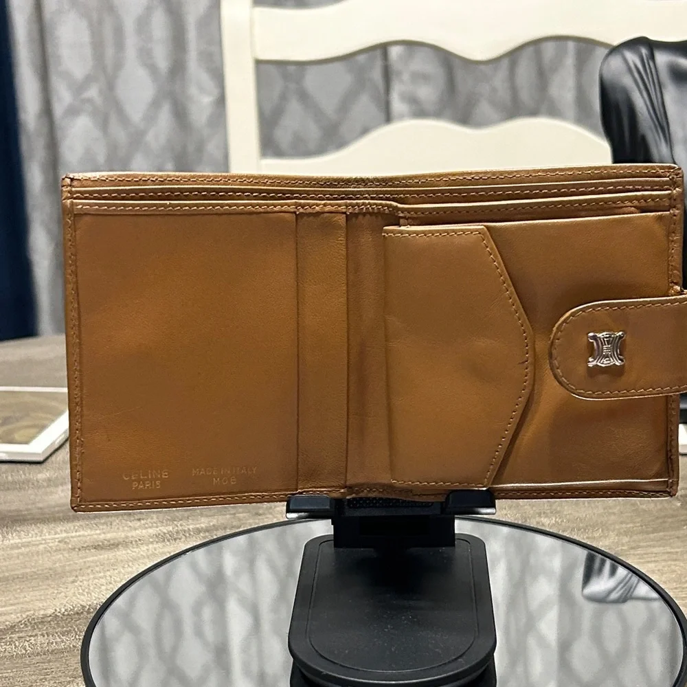 239. Celine Brown and Tan Leather Wallet - Picture 3 of 11